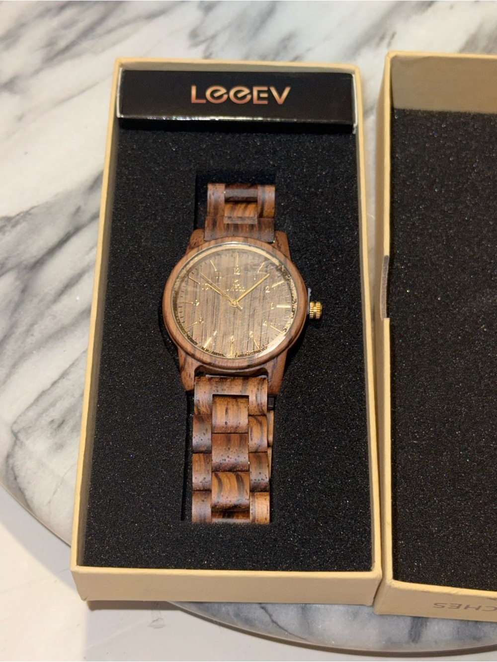UWOOD Mens Zebra Wooden Watch Natural Solid Wood Watch for Father's day Gift